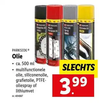 Lidl Parkside olie aanbieding