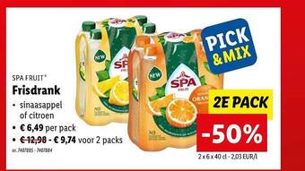 Lidl Spa fruit frisdrank aanbieding