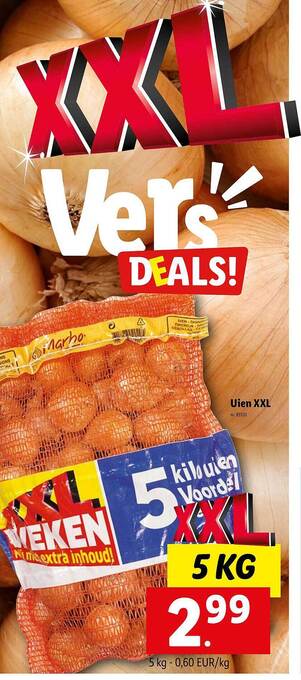 Lidl Uien xxl aanbieding