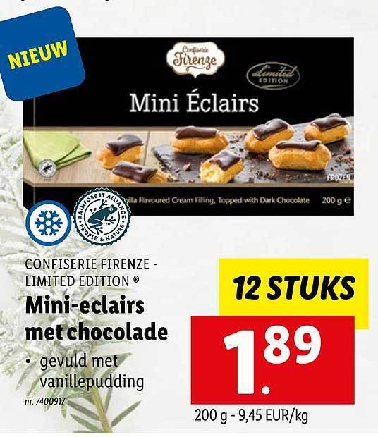Minieclairs met chocolade promotie bij Lidl