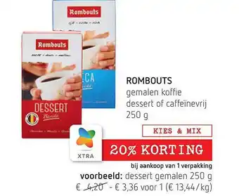 Spar Rombouts gemalen koffie dessert of caffeinevrij aanbieding