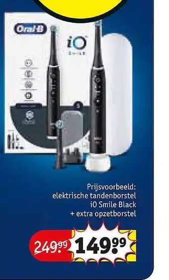 Kruidvat Elektrische tandenborstel io smile black + extra opzetborstel aanbieding