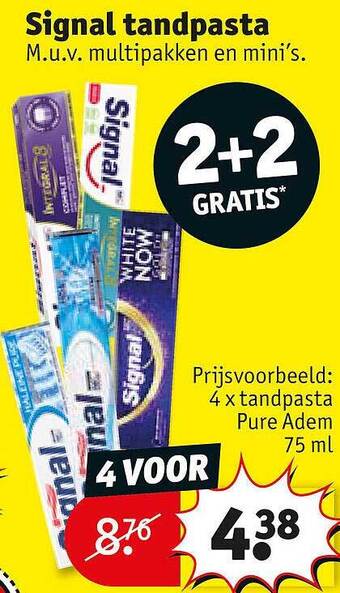 Kruidvat Signal tandpasta 2+2 gratis aanbieding