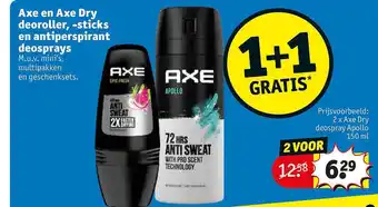 Kruidvat Axe en axe dry deoroller, deosticks en antiperspirant deosprays aanbieding