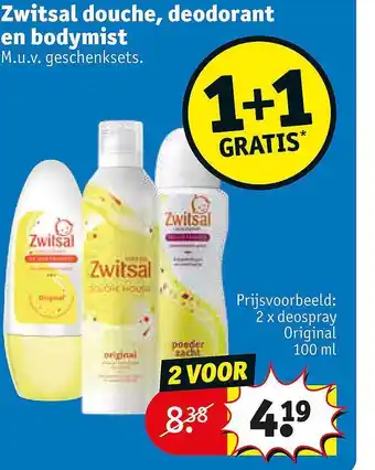Kruidvat Zwitsal douche, deodorant en bodymist aanbieding