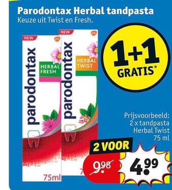 Kruidvat Parodontax herbal tandpasta aanbieding