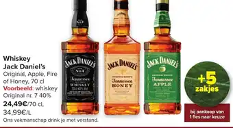 Carrefour Jack Daniel's Whiskey Original , Apple , Fire of Honey 70cl aanbieding
