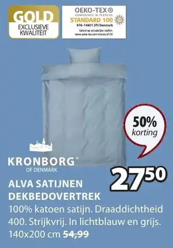 Jysk Kronborg Alva Satijnen Dekbedovertrek aanbieding