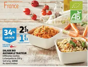 Auchan Salade bio auchan le traiteur 200 g aanbieding