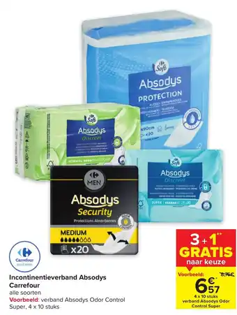 Carrefour Carrefour Incontinentieverband Absodys Alle Soorten 3+1 Gratis aanbieding