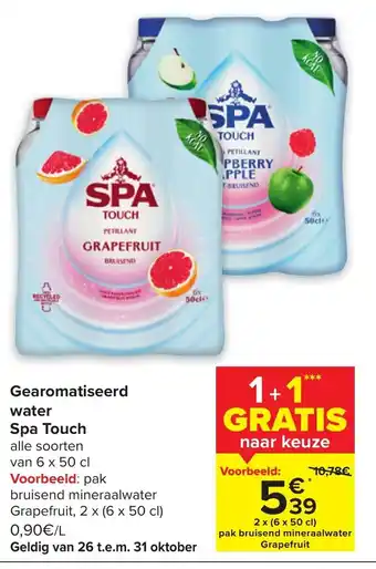 Carrefour Spa Touch Gearomatiseerd Water Alle Soorten vam 6 x 50cl 1+1 Gratis aanbieding