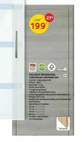 Brico Volledig deurgeheel tubespaan ardenne s61 aanbieding