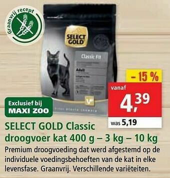 Maxi Zoo Select gold classic droogvoer kat aanbieding