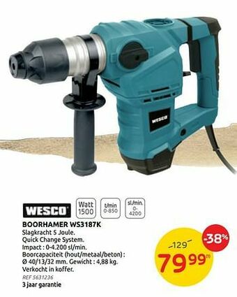 Brico Wesco boorhamer ws3187k aanbieding