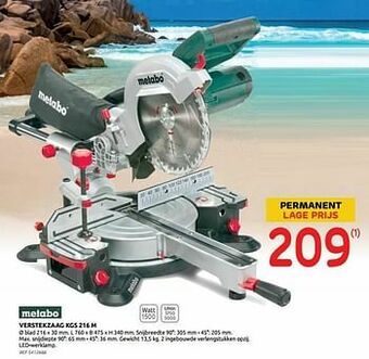 Brico Metabo verstekzaag kgs 216 m aanbieding