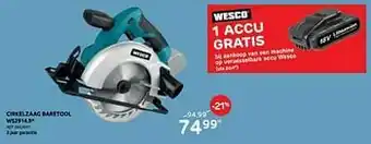 Brico Wesco cirkelzaag baretool ws2914.9 aanbieding