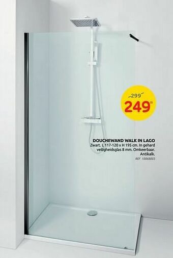 Brico Douchewand walk in lago aanbieding