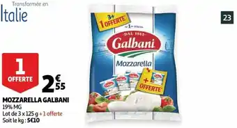 Auchan Mozzarella galbani 3x125 g aanbieding