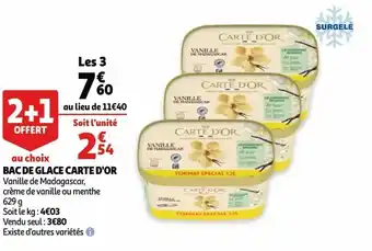 Auchan Bac de glace carte d'or 629 g aanbieding