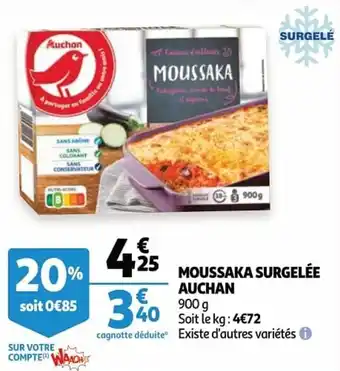 Moussaka surgelee auchan 900 g