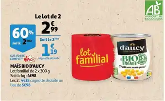 Mais bio d'aucy 2x300 g