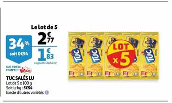 Auchan Tuc sales lu 5x100 g aanbieding