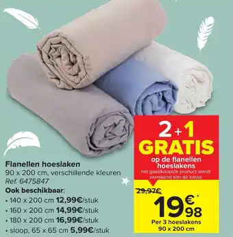 Carrefour Flanellen Hoeslaken 90 x 200cm 2+1 Gratis aanbieding