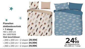 Carrefour Flanellen Dekbedovertrek + 1 Sloop 140 x 200cm aanbieding