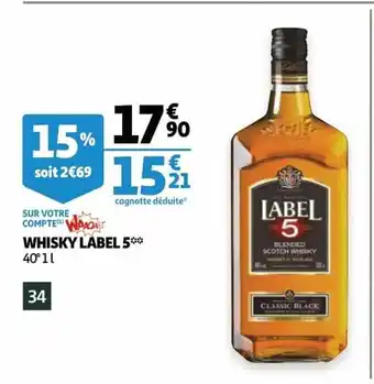 Auchan Whisky label 5 40*1 l aanbieding