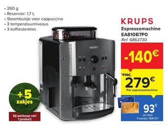 Carrefour Krups Espressomachine EA810B7P0 aanbieding