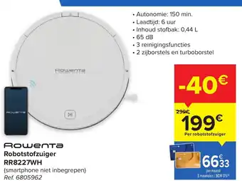 Carrefour Rowenta Robotstofzuiger RR8227WH aanbieding