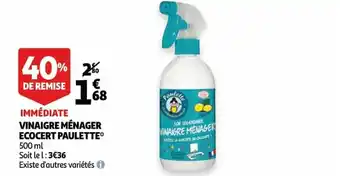 Auchan Immediate vinaigre menager ecocert paulette 500 ml aanbieding