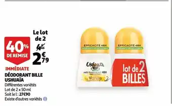 Auchan Immediate deodorant bille ushuaia 2x50 ml aanbieding