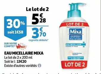 Auchan Eau micellaire mixa 2x200 ml aanbieding