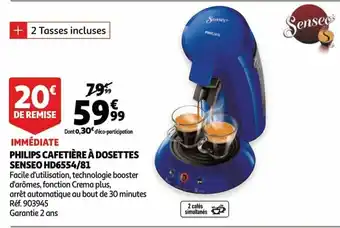 Auchan Philips cafetiere a dosettes senseo hd6554/81 aanbieding