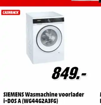 MediaMarkt Siemens wasmachine voorlader i-dos A (WG44G2A3FG) aanbieding