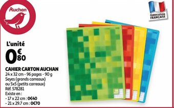 Auchan Cahier carton aanbieding