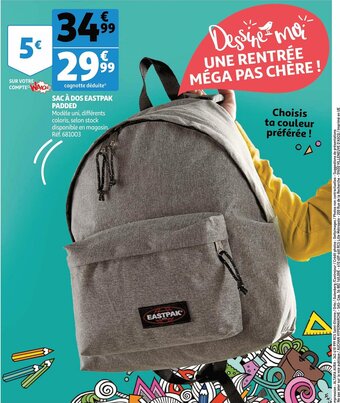 Auchan Sac a dos eastpak padded aanbieding