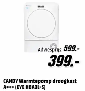 MediaMarkt Candy warmtepomp droogkast A+++ (EYE H8A3L-S) aanbieding