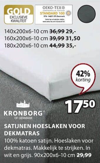 Jysk Satijnen Hoeslaken Voor Dekmatras aanbieding