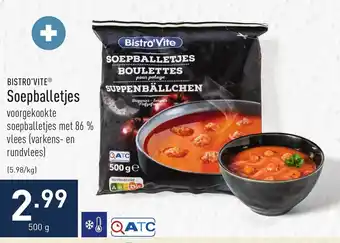 ALDI Bistro'vite Soepballetjes 500 gram aanbieding