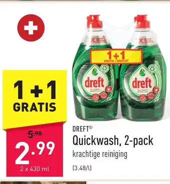 ALDI Quickwash, 2-pack 1+1 gratis 2 x 430 ml aanbieding