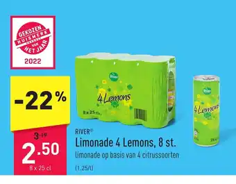 ALDI Limonade 4 Lemons, 8 x 25 cl aanbieding
