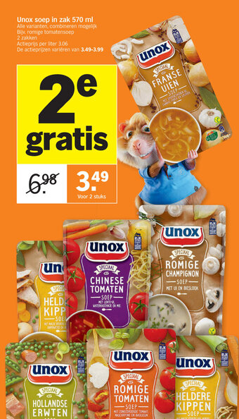 Albert Heijn Unox soep in zak 570ml aanbieding
