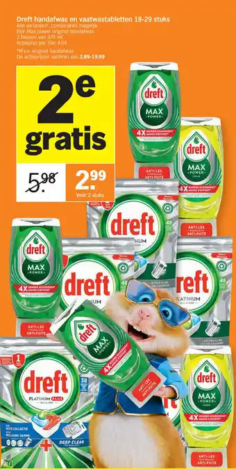 Albert Heijn Dreft handafwas en vaatwastabletten 18-29 stuks aanbieding
