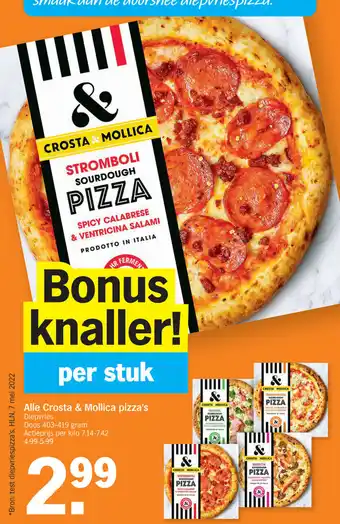 Alle crosta & mollica pizza's diepvries