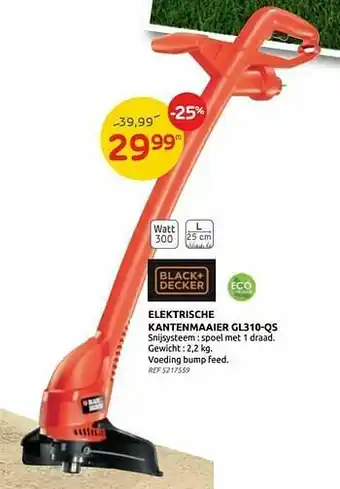 Brico Black+decker elektrische kantenmaaier gl310-qs aanbieding