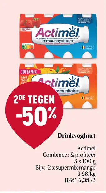 Delhaize Actimel Drink Yoghurt 8 x 100g aanbieding