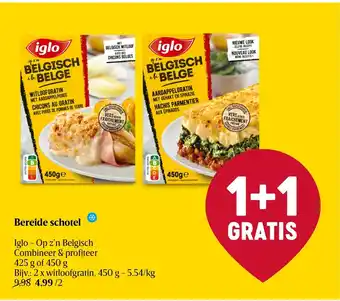 Delhaize Iglo Op z'n Belgisch Bereide Schotel 425g of 450g aanbieding