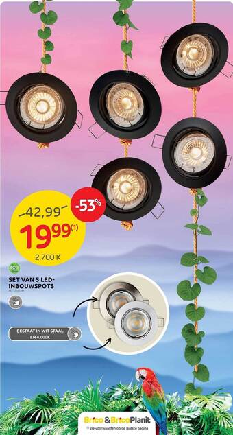 Brico Set van 5 led-inbouwspots aanbieding